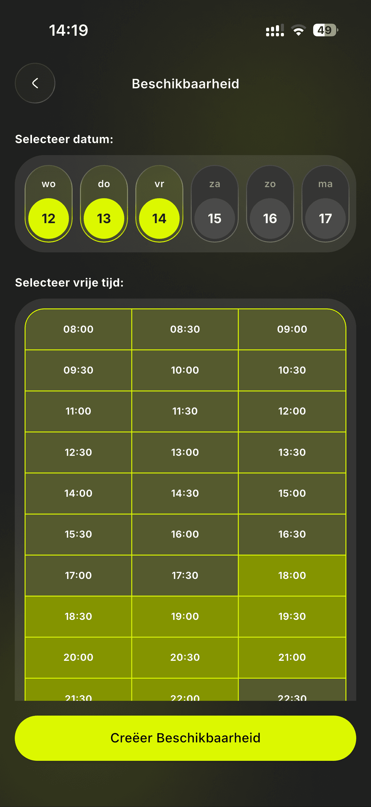 Kies je tijdslot