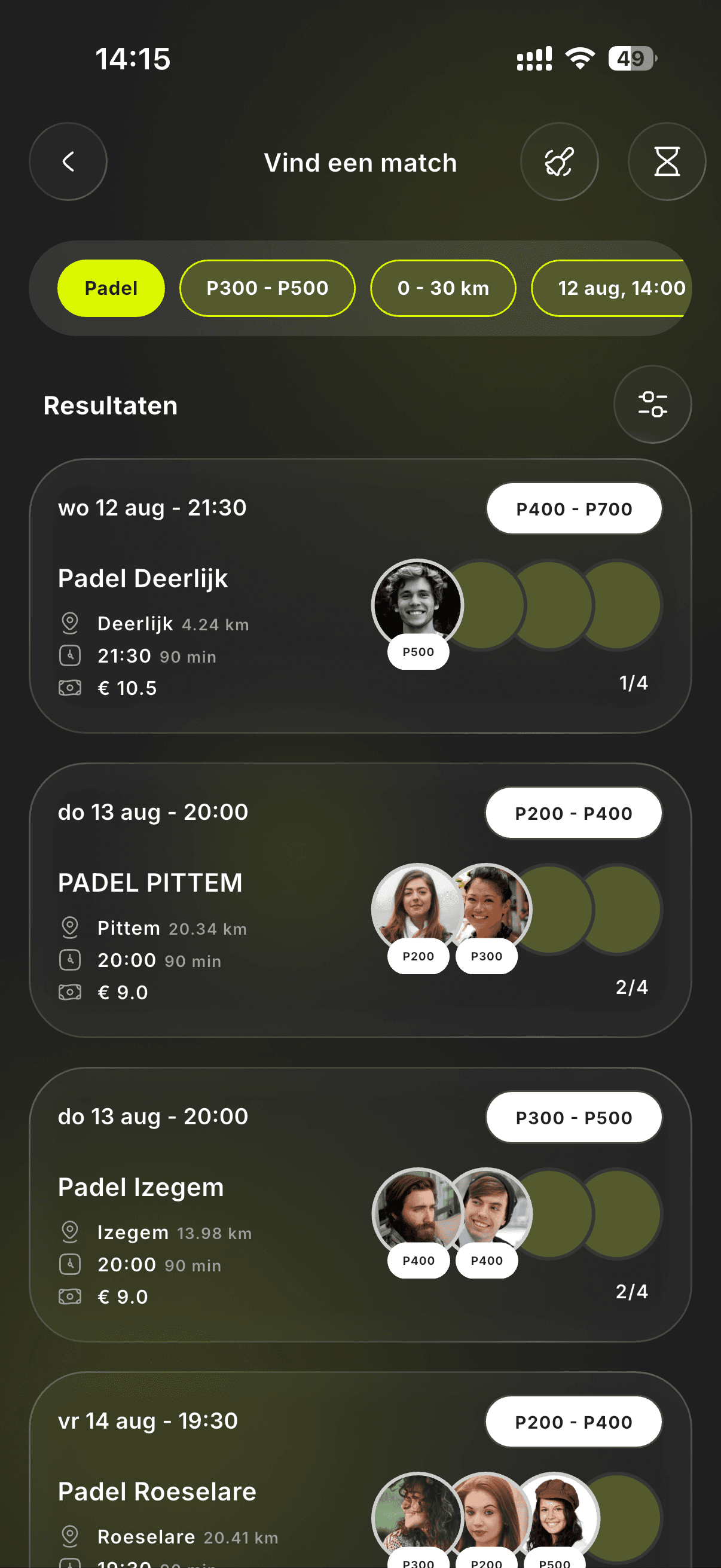 Matches vinden